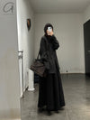 AVIVA JIFEI XUE 24 Autumn and Winter Wool Linen Satin Hakama Skirt AJX-FW24-HS-BWLS-HEI Black